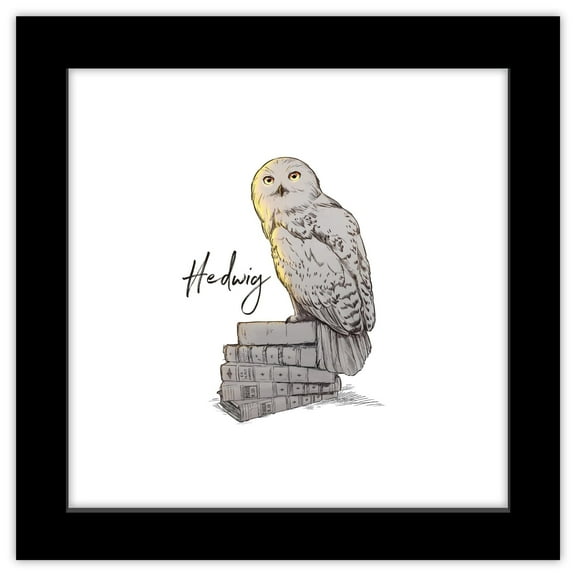 Gallery Pops Harry Potter - Glimmer Hedwig Wall Art, Black Framed Version, 12" x 12"