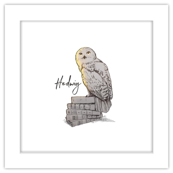 Gallery Pops Harry Potter - Glimmer Hedwig Wall Art, White Framed Version, 12" x 12"