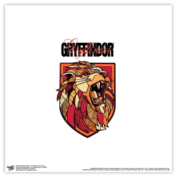 Gallery Pops Harry Potter - Gryffindor Crest Icon Wall Art, Unframed Version, 12" x 12"