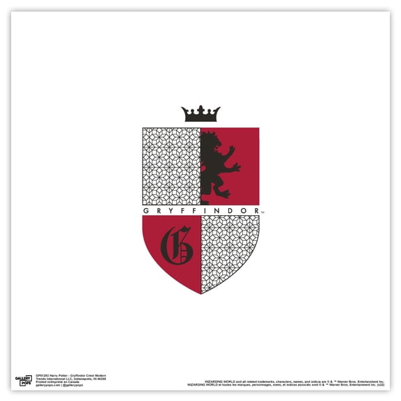 Gallery Pops Harry Potter - Gryffindor Crest Modern Wall Art, Unframed Version, 12" x 12"
