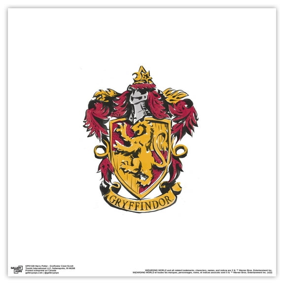 Gallery Pops Harry Potter - Gryffindor Crest Scroll Wall Art, Unframed Version, 12" x 12"