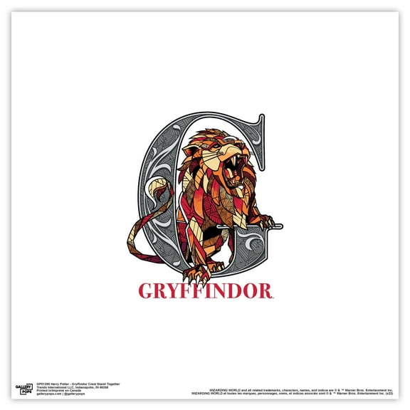 Gallery Pops Harry Potter - Gryffindor Crest Stand Together Wall Art, Unframed Version, 12" x 12"