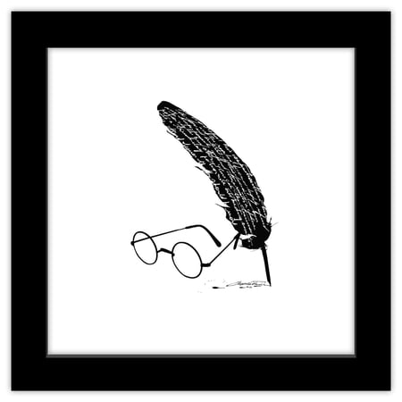 Gallery Pops Harry Potter - Harry Potter Glasses and Quill Wall Art, Black Framed Version, 12" x 12"