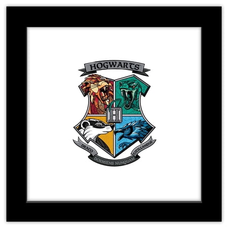 Gallery Pops Harry Potter - Hogwarts Crest Stand Together Wall Art, Black Framed Version, 12" x 12"
