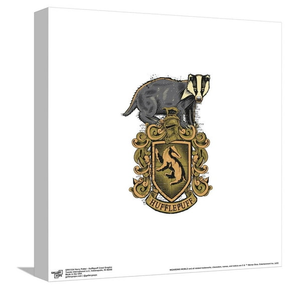 Gallery Pops Harry Potter - Hufflepuff Crest Graphic Canvas Wall Art, Unframed Version, 12" x 12"