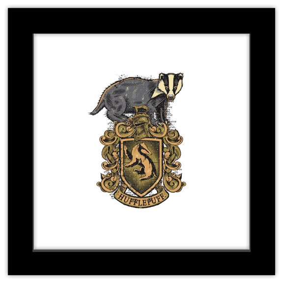 Gallery Pops Harry Potter - Hufflepuff Crest Graphic Wall Art, Black Framed Version, 12" x 12"