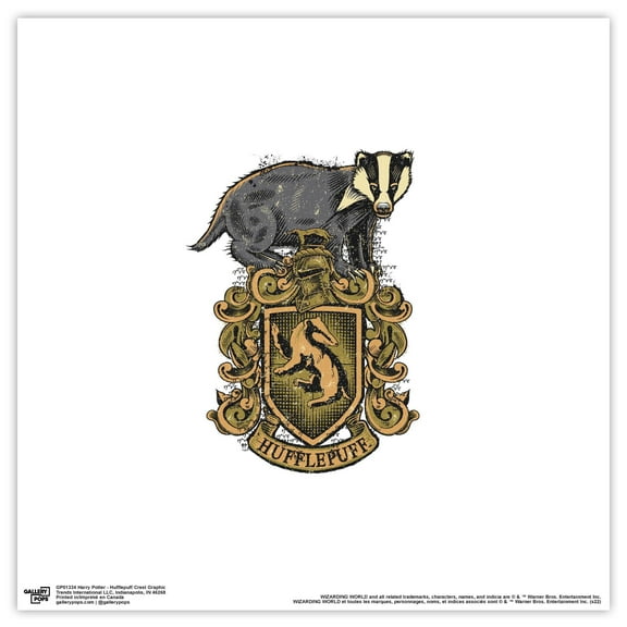 Gallery Pops Harry Potter - Hufflepuff Crest Graphic Wall Art, Unframed Version, 12" x 12"