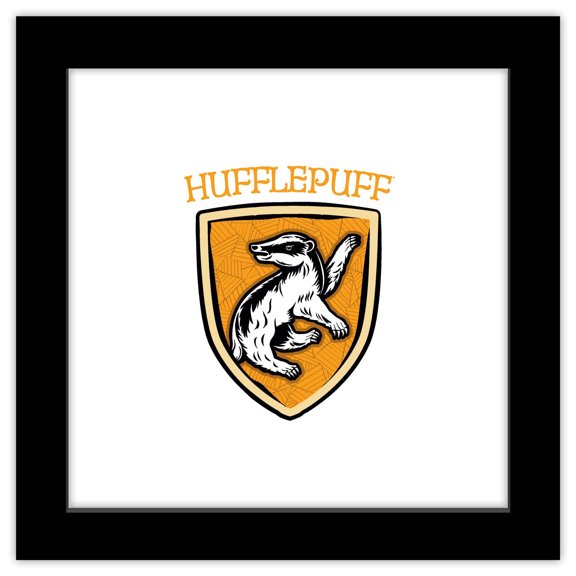 Gallery Pops Harry Potter - Hufflepuff Crest Icon Nameplate Wall Art, Black Framed Version, 12" x 12"