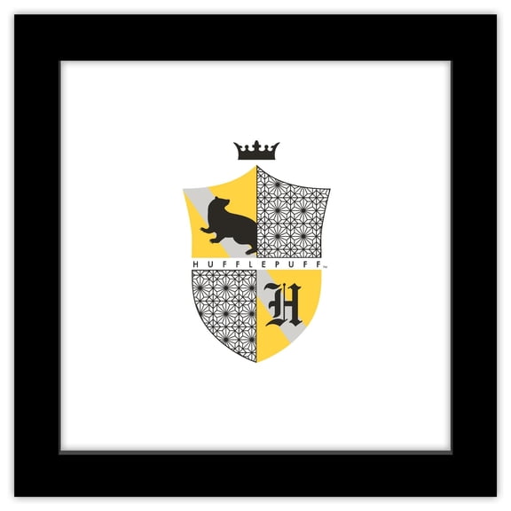 Gallery Pops Harry Potter - Hufflepuff Crest Modern Wall Art, Black Framed Version, 12" x 12"