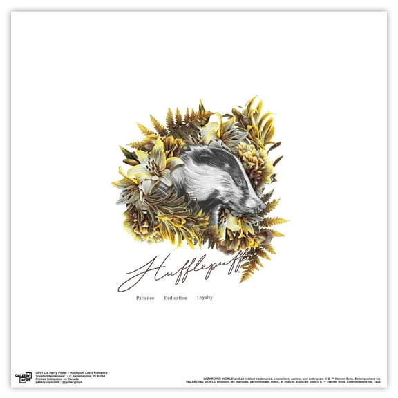 Gallery Pops Harry Potter - Hufflepuff Crest Romance Wall Art, Unframed Version, 12" x 12"