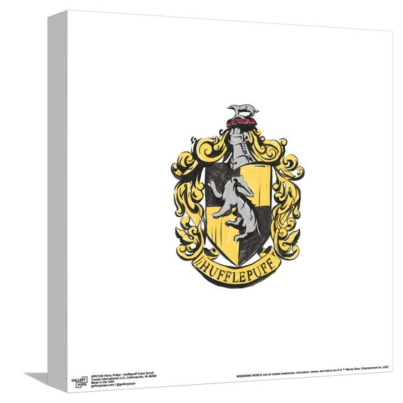 Gallery Pops Harry Potter - Hufflepuff Crest Scroll Canvas Wall Art, Unframed Version, 12" x 12"