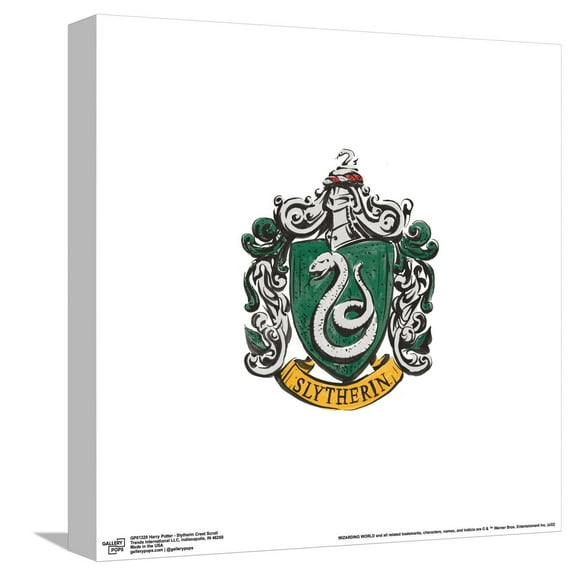 Gallery Pops Harry Potter - Slytherin Crest Scroll Canvas Wall Art, Unframed Version, 12" x 12"