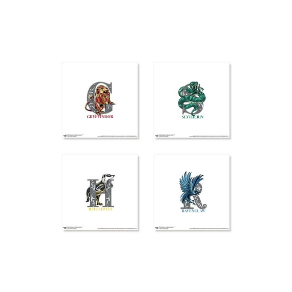 Gallery Pops Harry Potter - Stand Together Crests Wall Art Bundle (4-Pack), Unframed Version, 12" x 12"