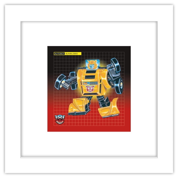 Gallery Pops Hasbro Transformers - Bumblebee Retro Wall Art, White Framed Version, 12" x 12"