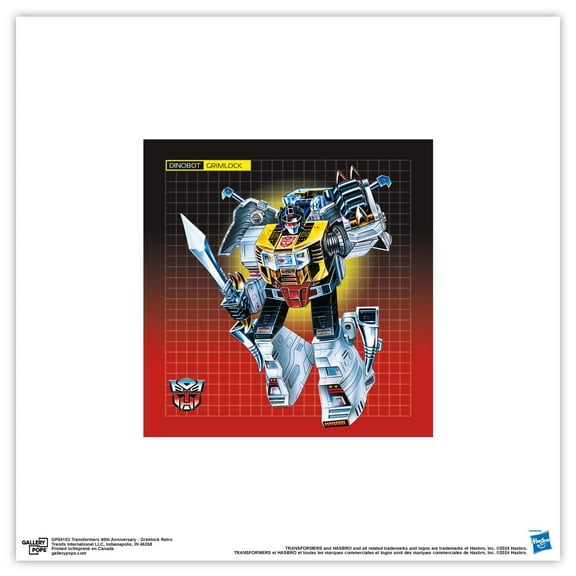 Gallery Pops Hasbro Transformers - Grimlock Retro Wall Art, Unframed Version, 12" x 12"