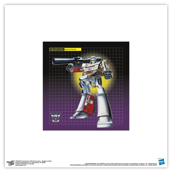 Gallery Pops Hasbro Transformers - Megatron Retro Wall Art, Unframed Version, 12" x 12"