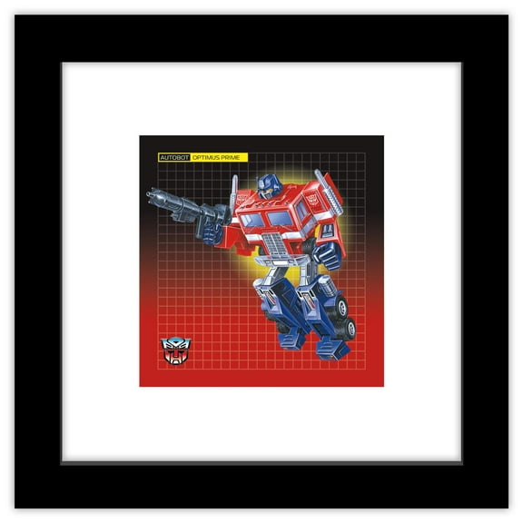 Gallery Pops Hasbro Transformers - Optimus Prime Retro Wall Art, Black Framed Version, 12" x 12"