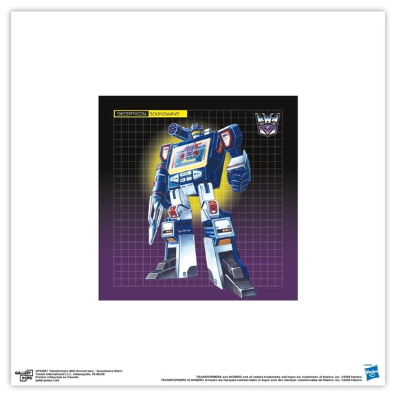 Gallery Pops Hasbro Transformers - Soundwave Retro Wall Art, Unframed Version, 12" x 12"