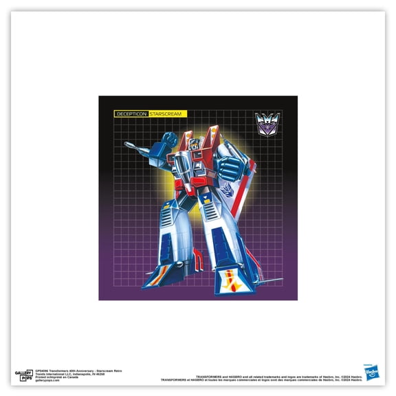 Gallery Pops Hasbro Transformers - Starscream Retro Wall Art, Unframed Version, 12" x 12"