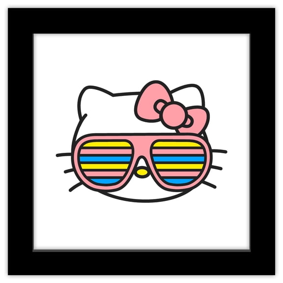 Gallery Pops Hello Kitty - Cool Shades Kitty Face Wall Art, Black Framed Version, 12" x 12"