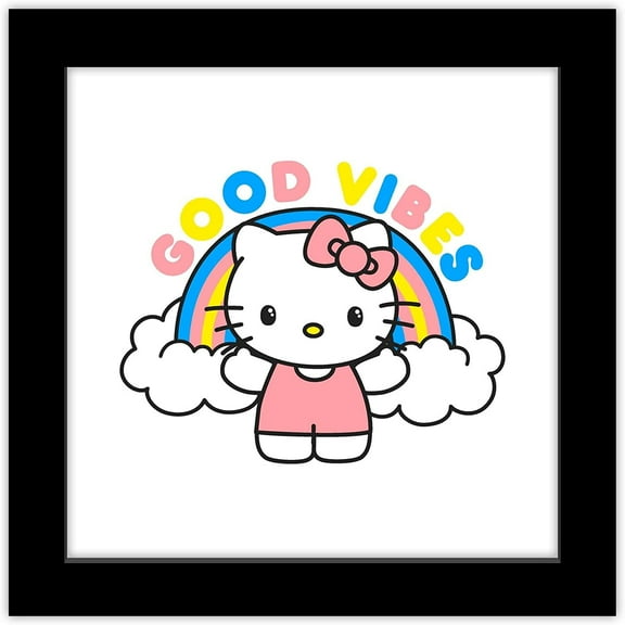 Gallery Pops Hello Kitty - Good Vibes Wall Art, Black Framed Version, 12" x 12"