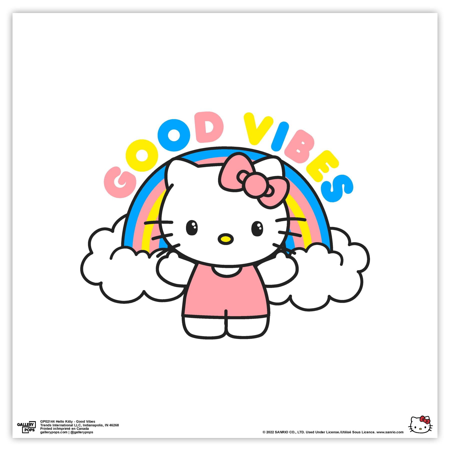 Hello Kitty Good Vibes Multicolor Anime Wall Art, 12" x 12"