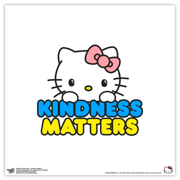 Gallery Pops Hello Kitty - Kindness Matters Wall Art, Unframed Version, 12" x 12"