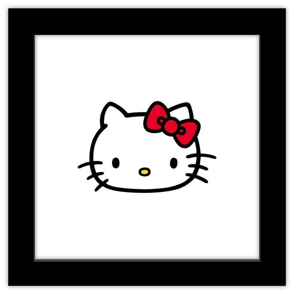 Gallery Pops Hello Kitty - Kitty Face Wall Art, Black Framed Version, 12" x 12"