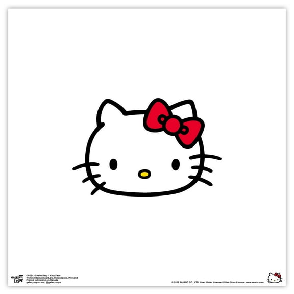 Gallery Pops Hello Kitty - Kitty Face Wall Art, Unframed Version, 12" x 12"