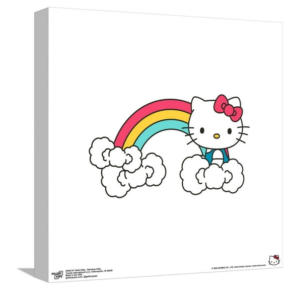 Gallery Pops Hello Kitty - Rainbow Color Logo Canvas Wall Art, Unframed Version, 12" x 12"