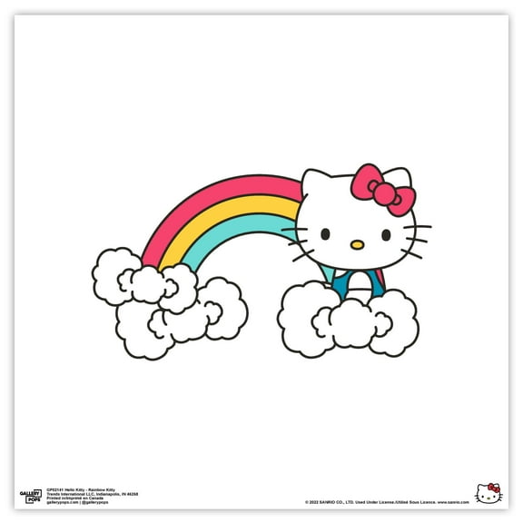 Gallery Pops Hello Kitty - Rainbow Color Logo Wall Art, Unframed Version, 12" x 12"