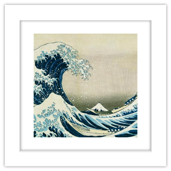 Gallery Pops Hokusai - The Great Wave Off Kanagawa Wall Art, White Framed Version, 12" x 12"