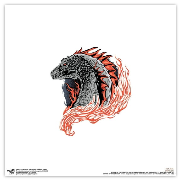 Gallery Pops House of the Dragon - Dragon Flame Wall Art, Unframed Version, 12" x 12"