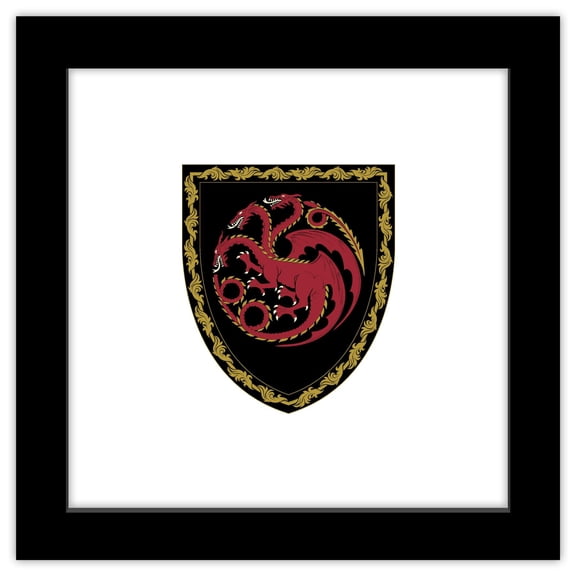 Gallery Pops House of the Dragon - Shield Crest Wall Art, Black Framed Version, 12" x 12"