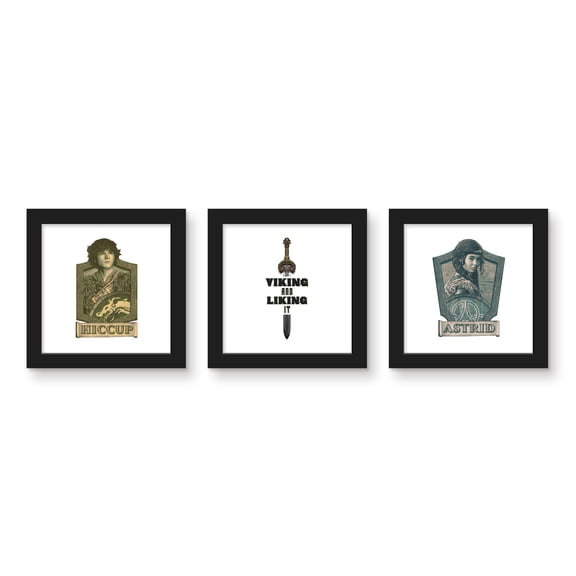 Gallery PopsĀ® How To Train Your Dragon (2025) - Character Wall Art Bundle (3-Pack), Black Framed Version, 12" x 12"