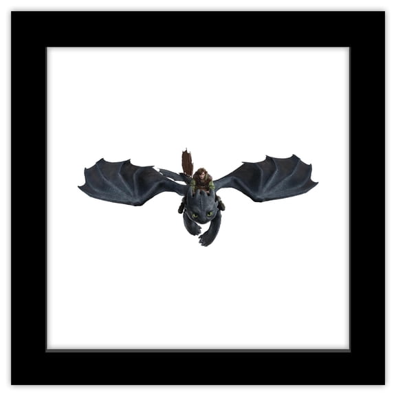 Gallery Pops How To Train Your Dragon - Hiccup and Toothless Flying High Wall Art, Black Framed Version, 12" x 12"