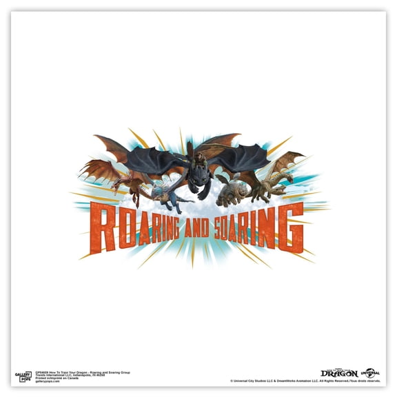 Gallery Pops How To Train Your Dragon - Roaring and Soaring Group Wall Art, Unframed Version, 12" x 12"