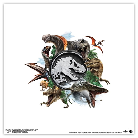 Gallery Pops Jurassic World: Rebirth (2025) - Dinosaur Group Wall Art, Unframed Version, 12" x 12"