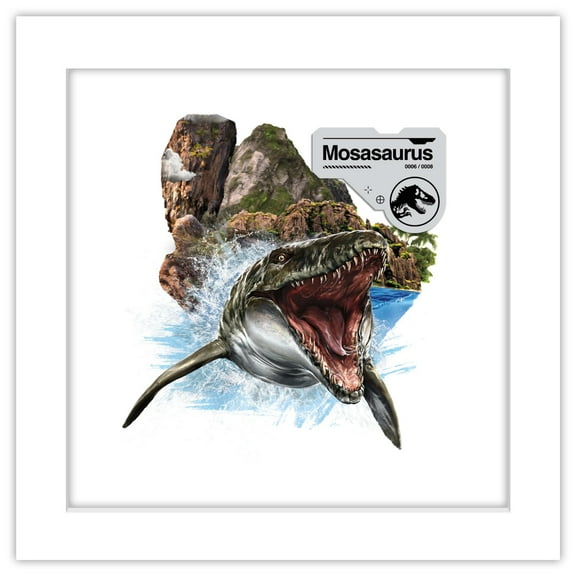 Gallery Pops Jurassic World: Rebirth (2025) - Mosasaurus Wall Art, White Framed Version, 12" x 12"
