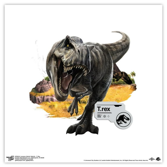 Gallery Pops Jurassic World: Rebirth (2025) - T. Rex Wall Art, Unframed Version, 12" x 12"