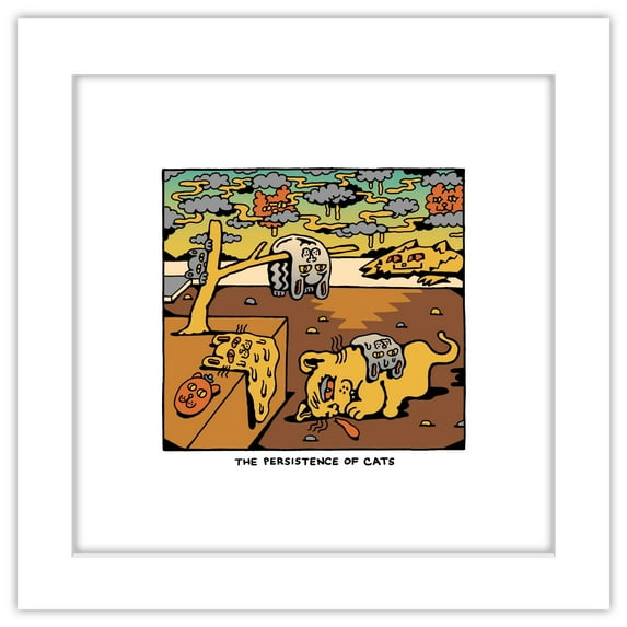 Gallery Pops Killer Acid - Melted Cats Wall Art, White Framed Version, 12" x 12"