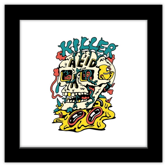 Gallery Pops Killer Acid - Melted Skull Wall Art, Black Framed Version, 12" x 12"