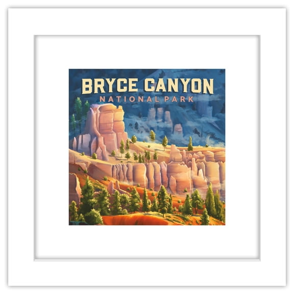 Gallery Pops Lantern Press - Bryce Canyon National Park Utah Wall Art, White Framed Version, 12" x 12"