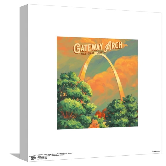 Gallery Pops Lantern Press - Gateway Arch National Park Missouri Canvas Wall Art, Unframed Version, 12" x 12"