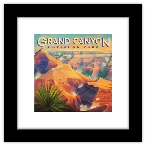 Gallery Pops Lantern Press - Grand Canyon National Park Arizona Wall Art, Black Framed Version, 12" x 12"