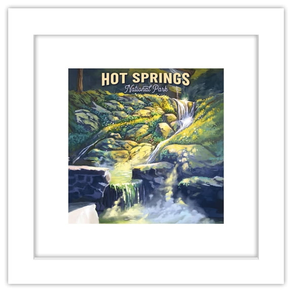 Gallery Pops Lantern Press - Hot Springs National Park Arkansas Wall Art, White Framed Version, 12" x 12"