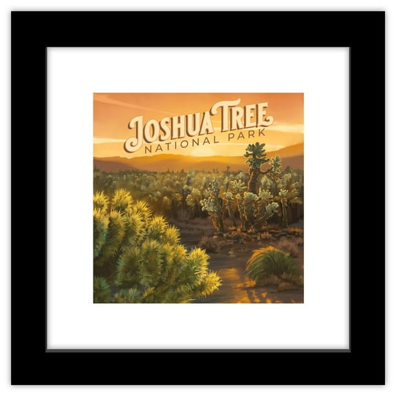 Gallery Pops Lantern Press - Joshua Tree National Park California Wall Art, Black Framed Version, 12" x 12"