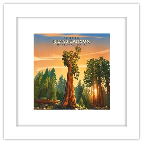 Gallery Pops Lantern Press - Kings Canyon National Park California Wall Art, White Framed Version, 12" x 12"