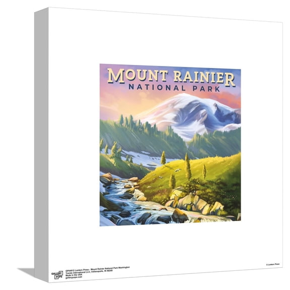 Gallery Pops Lantern Press - Mount Rainier National Park Washington Canvas Wall Art, Unframed Version, 12" x 12"