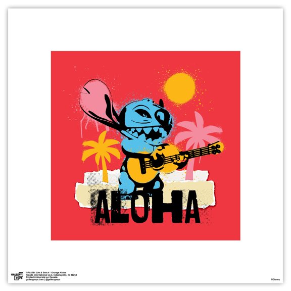 Gallery Pops Lilo & Stitch - Grunge Aloha Wall Art, Unframed Version, 12" x 12"